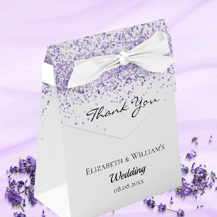 Weiße violette Glitzer danke Ihnen Hochzeit Geschenkschachtel