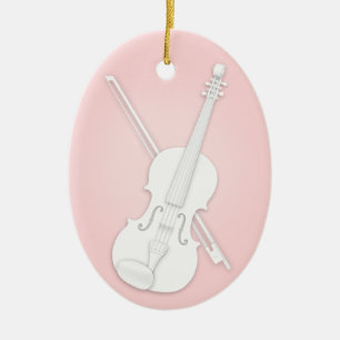 Weiße Violine oder Bratsche mit Bogen Benutzerdefi Keramik Ornament