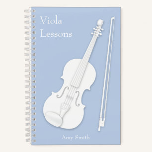 Weiße Violine oder Viola Light Blue Custom Musical Notizbuch