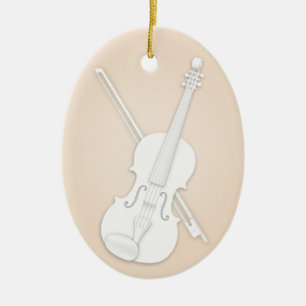 Weiße Violine oder Viola mit Bow Beige, benutzerde Keramik Ornament