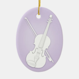 Weiße Violine oder Viola mit Bow Lavender Musical Keramik Ornament