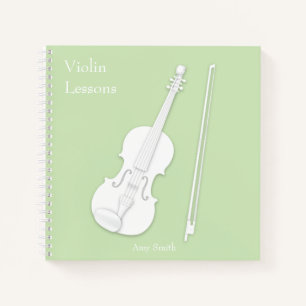 Weiße Violine und Bow-Musik Leuchtender, heller, i Notizbuch