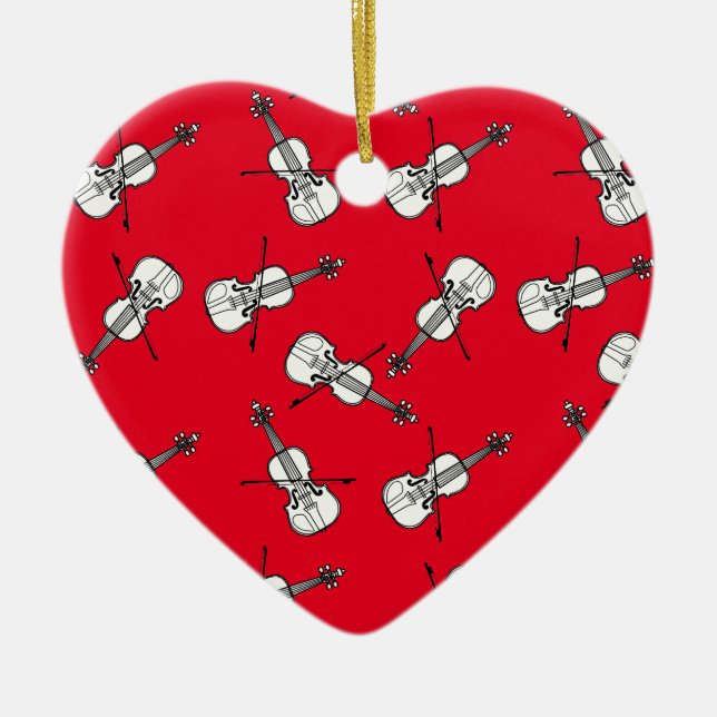 Weiße Violinen Keramik Ornament (Vorne)