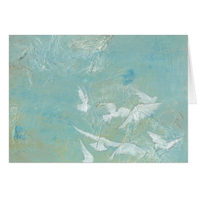 Weiße Vögel fliegen durch den blauen Himmel (Vorderseite (Horizontal))
