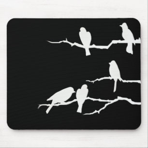 Weiße Vogel-Silhouette Mousepad