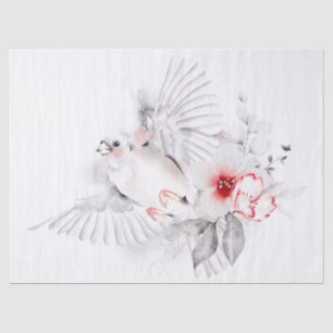 Weiße Vogelkirsche Blossom Wasserfarbe Seidenpapier