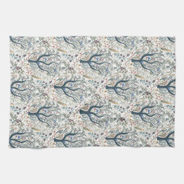 Weiße Volkskunst, Wald Erde Tones Geschirrtuch