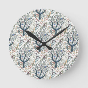 Weiße Volkskunst, Wald Erde Tones Runde Wanduhr