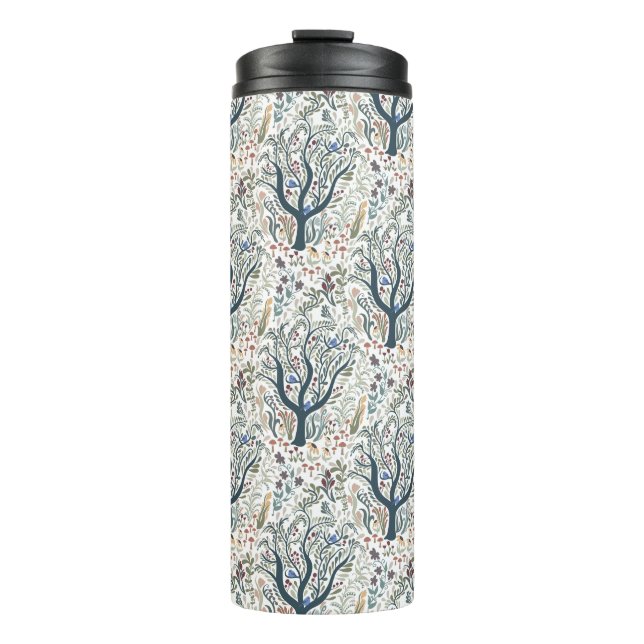 Weiße Volkskunst, Wald Erde Tones Thermosbecher (Vorderseite)