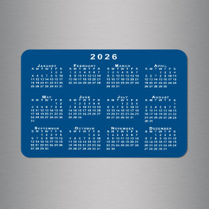 Weiße Vorlage für den Kalender 2026 Blaue Hintergr Magnet