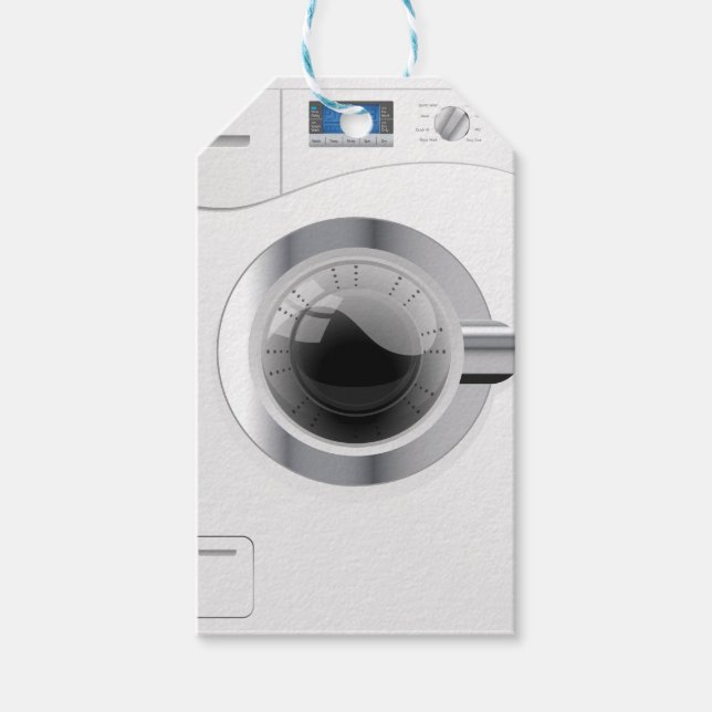 Weiße Waschmaschine Geschenkanhänger (Vorderseite)