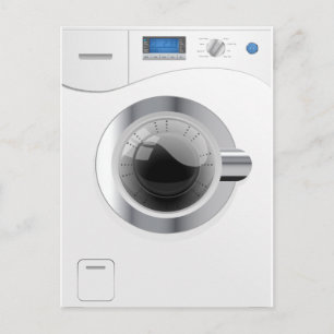 Weiße Waschmaschine Postkarte