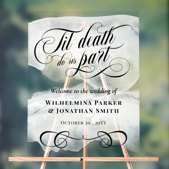 Weiße Wasserfarbe Til Death Do us Part Willkommen Acrylschild (Neutral)