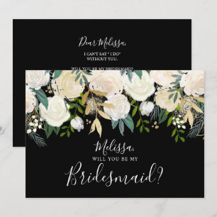 Weiße Wasserfarbenflora wird meine Bridesmaid sein Einladung