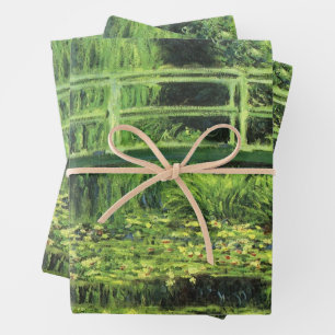 Weiße Wasserlilien von Claude Monet, Vintage Kunst Geschenkpapier Set