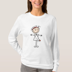 Weiße Weibliche Strichmännchen Krankenschwester  T-Shirt