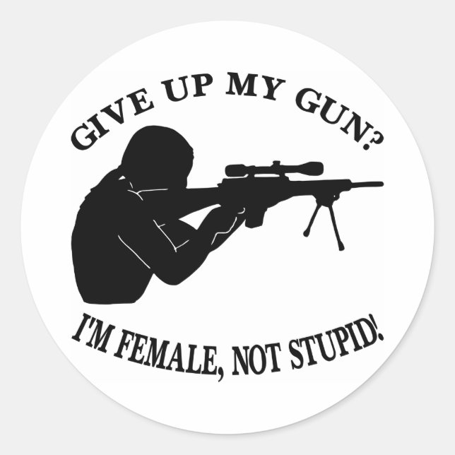 Weiße weibliche Waffe nicht stupid Runder Aufkleber (Vorderseite)