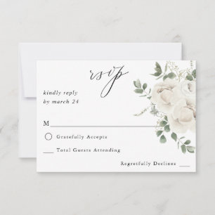 Weiße weiche Floral und Eukalyptus ni UAWG RSVP Karte