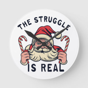 weiße Weihnachten, DER KAMPF IST REAL Runde Wanduhr