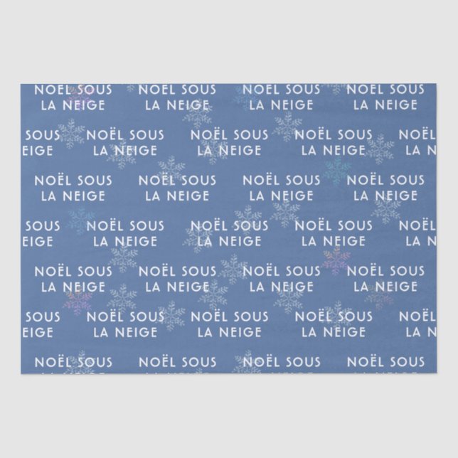 Weiße Weihnachten in Französisch Tissue Deep Blue Seidenpapier (Vorderseite)