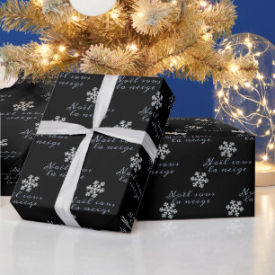 Weiße Weihnachten in französischer Schrift Daint Geschenkpapier