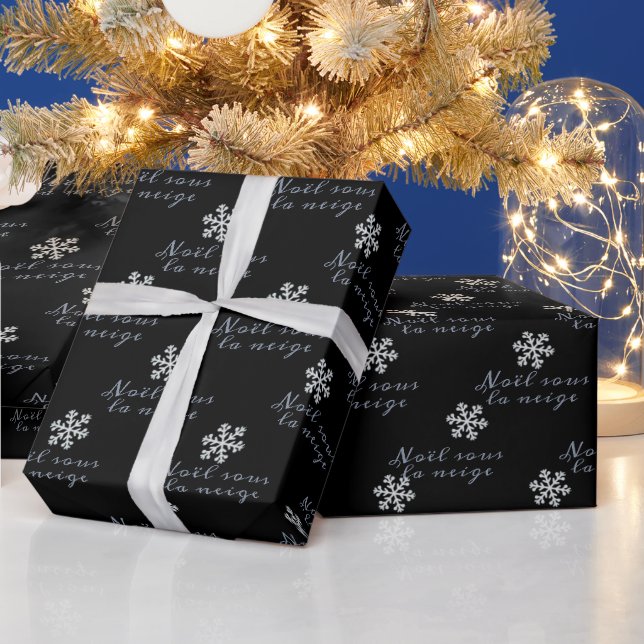 Weiße Weihnachten in französischer Schrift Dainty  Geschenkpapier (Feiertage)