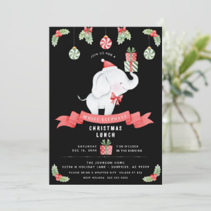 Weiße Weihnachts-Elefanten-Lunch-Geschenketausch Einladung
