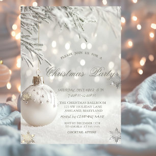 Weiße Weihnachtsbälle, Snowflakes Company Party Einladung
