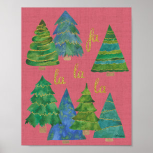 Weiße Weihnachtsbäume drucken Poster