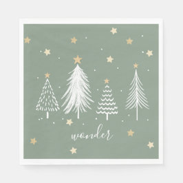 Weiße Weihnachtsbäume mit Gold-Party Serviette