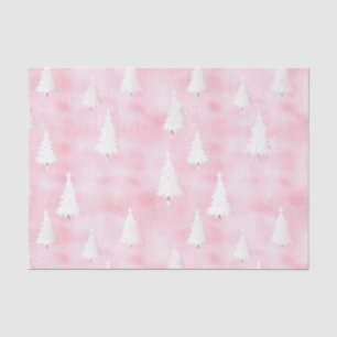 Weiße Weihnachtsbäume Rosa Wasserfarbe Seidenpapier
