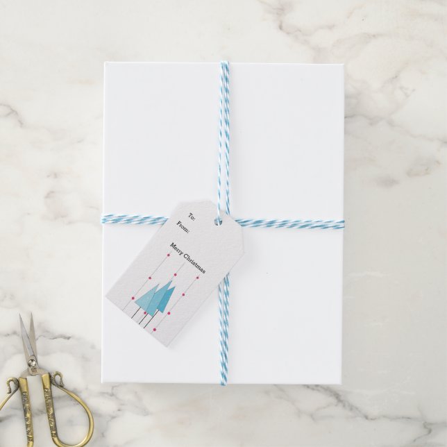 Weiße Weihnachtsbaumen Geschenkanhänger (Mit Garn)
