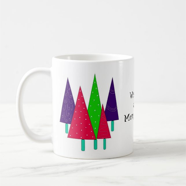Weiße Weihnachtsbaumen Kaffeetasse (Links)