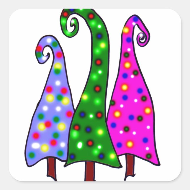 Weiße Weihnachtsbaumen Quadratischer Aufkleber (Vorderseite)