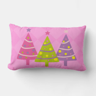 Weiße Weihnachtsbaumen Rosa Lendenkissen