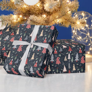 Weiße Weihnachtsbaummuster Geschenkpapier