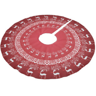 Weiße Weihnachtsbrille Hirsche und Spitzen Polyester Weihnachtsbaumdecke