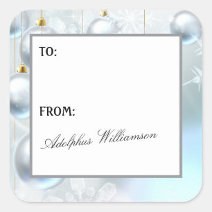 Weiße Weihnachtsdekoration Geschenk-Etikett Quadratischer Aufkleber