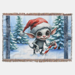 Weiße Weihnachtself mit Candy Cane. Decke