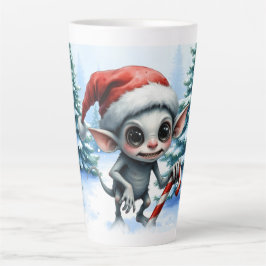 Weiße Weihnachtself mit Candy Cane. Milchtasse