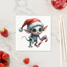 Weiße Weihnachtself mit Candy Cane.
