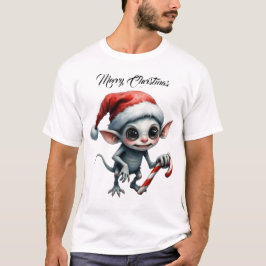 Weiße Weihnachtself mit Candy Cane. T-Shirt