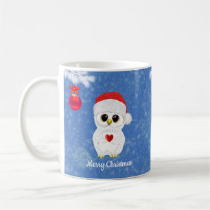 Weiße Weihnachtseule Kaffeetasse