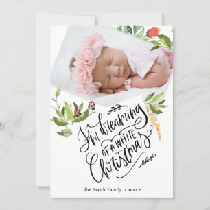 weiße Weihnachtsfeier   Aquarellfolien Feiertagskarte