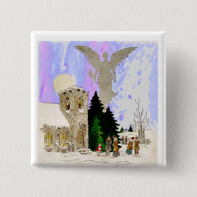 weiße Weihnachtsfeier Button (Vorderseite)