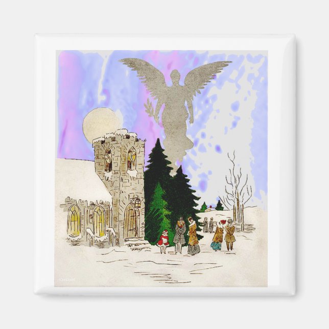 weiße Weihnachtsfeier Magnet (Vorne)