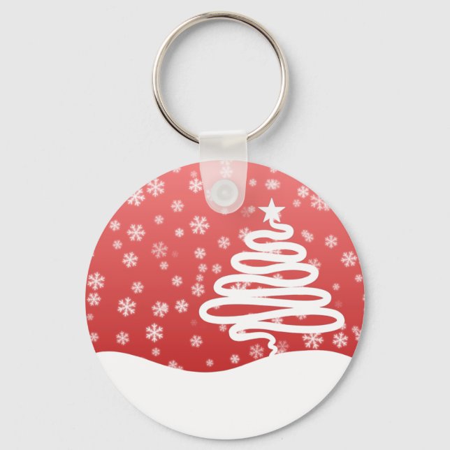 weiße Weihnachtsfeier Schlüsselanhänger (Vorderseite)