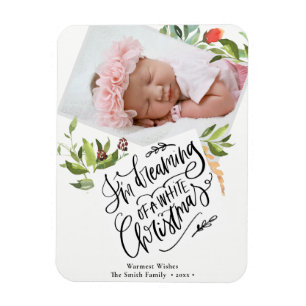 weiße Weihnachtsfeier   Watercolor Foliams Christa Magnet