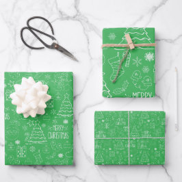 Weiße Weihnachtsfeiertage auf Parakeet Green Geschenkpapier Set