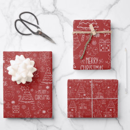 Weiße Weihnachtsfeiertage in Brillenrot Geschenkpapier Set